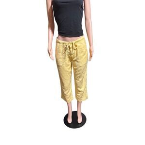Pulp women mid rise tencel crop capris yellow pants M